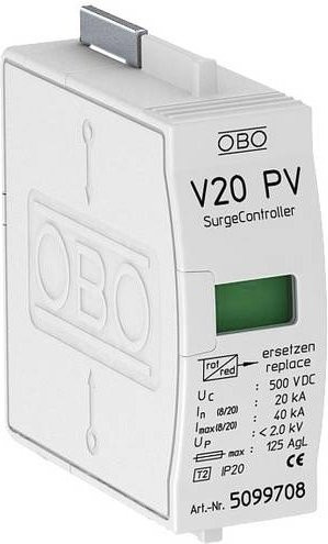OBO Bettermann Überspannungsableiter V20-C 0-500PV in Weiß, 20 kA - Bild 1