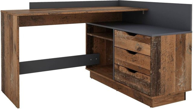 byLIVING Winkelschreibtisch BELFAST in Old Wood und Anthrazit, B: 129 cm, H: 84 cm, T: 105 cm - Bild 5