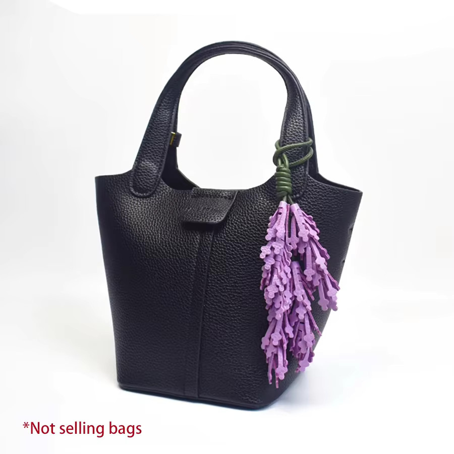 Taschenanhänger Echtleder, Lavendel, Blumenanhänger - Bild 2