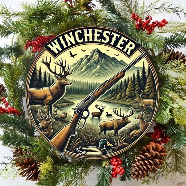 HELLOYOUNG Vintage Winchester Blechschild Metall-Wanddekoration Retro Design, B/H: 20,32 x 20,32 cm, Mehrfarbig - Bild 1