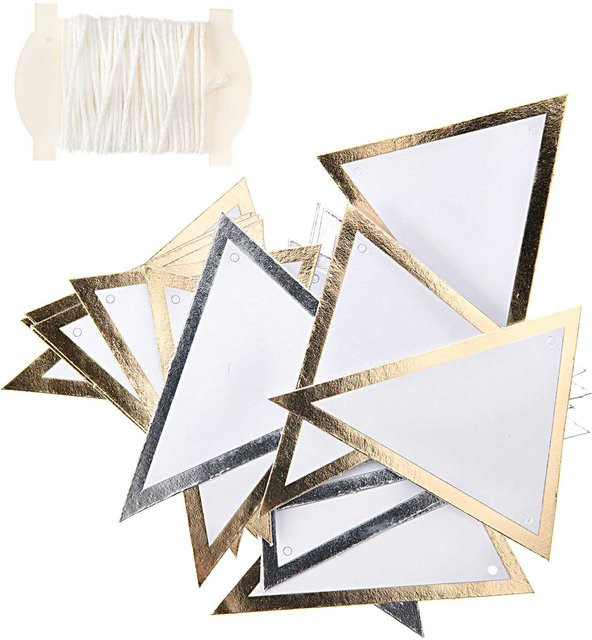 Rico Design Paper Poetry Papierwimpel mit Hot Foil in Gold-Silber, 24 Stück, B: 6,5 cm, H: 7,5 cm - Bild 1