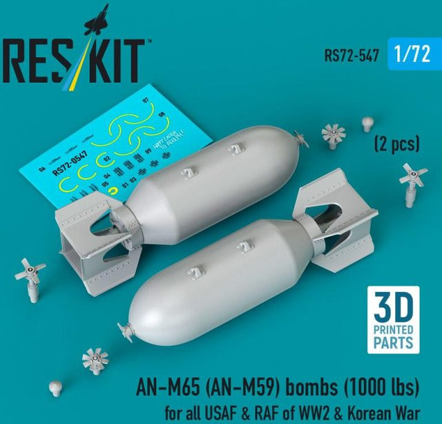 ResKit Models AN-M65 (AN-M59) Bombs, 2-teiliges Set, 3D Printed - Bild 1