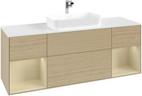 Villeroy & Boch Waschtischunterschrank Finion mit Abdeckplatte, Farbe Weiß und Eichenfurnier, B/T/H: 160 x 50,1 x 60 cm - Bild 1