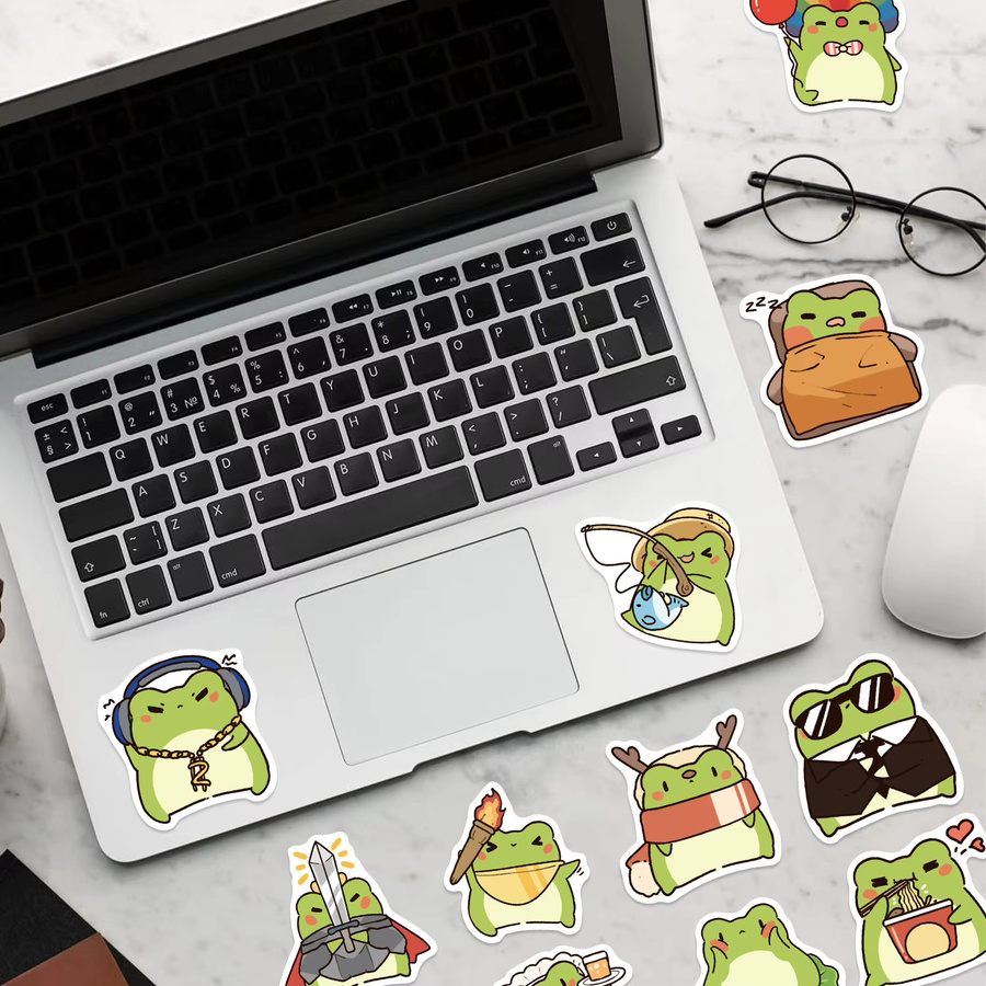 Wasserfeste Cartoon-Frosch-Aufkleber in Multicolour für Telefon, Tasse und Notebook (50 Stück) - Bild 2