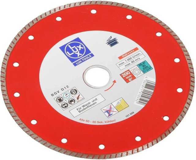 LUX-TOOLS Diamant-Trennscheibe Vollrand für Fliesen in Rot, Durchmesser: 200 mm - Bild 1