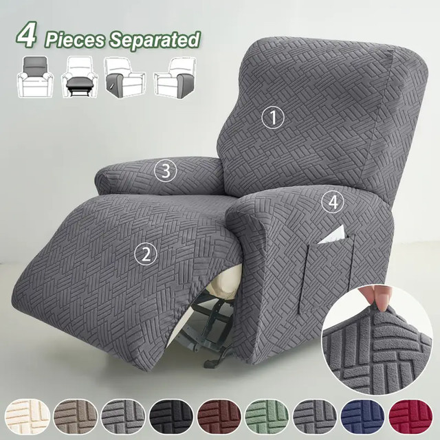 WANERQU Split Stretch Recliner Sofabezug für Relax Sessel in Grau - Bild 1