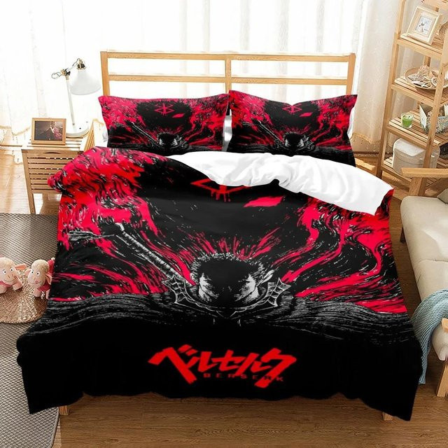 Berserk Anime Bettwäsche-Set aus Mikrofaser in Schwarz, 3-teilig, Breite: 240 cm, Höhe: 220 cm - Bild 1