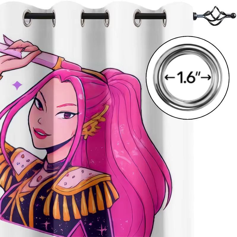 Hasbro Kpop Anime-Mädchen Verdunkelungsvorhänge mit 85% Lichtblockierung und Geräuschreduzierung, mehrfarbige Cartoon-Ösenvorhänge für Kinderzimmer - Bild 2