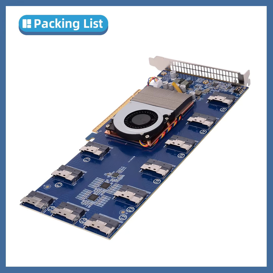 SPEEDIER PCIe 4.0 Switch Erweiterungskarte PLX88096 mit 6-Port und 10-Port Optionen, X16, SFF8654, Blau - Bild 4