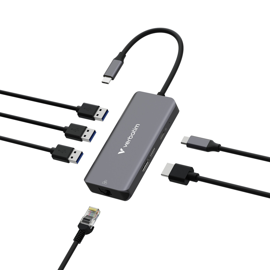 Verbatim USB-C Hub in Grau mit HDMI 4K UHD, Ethernet LAN und USB-A Anschlüssen - Bild 2