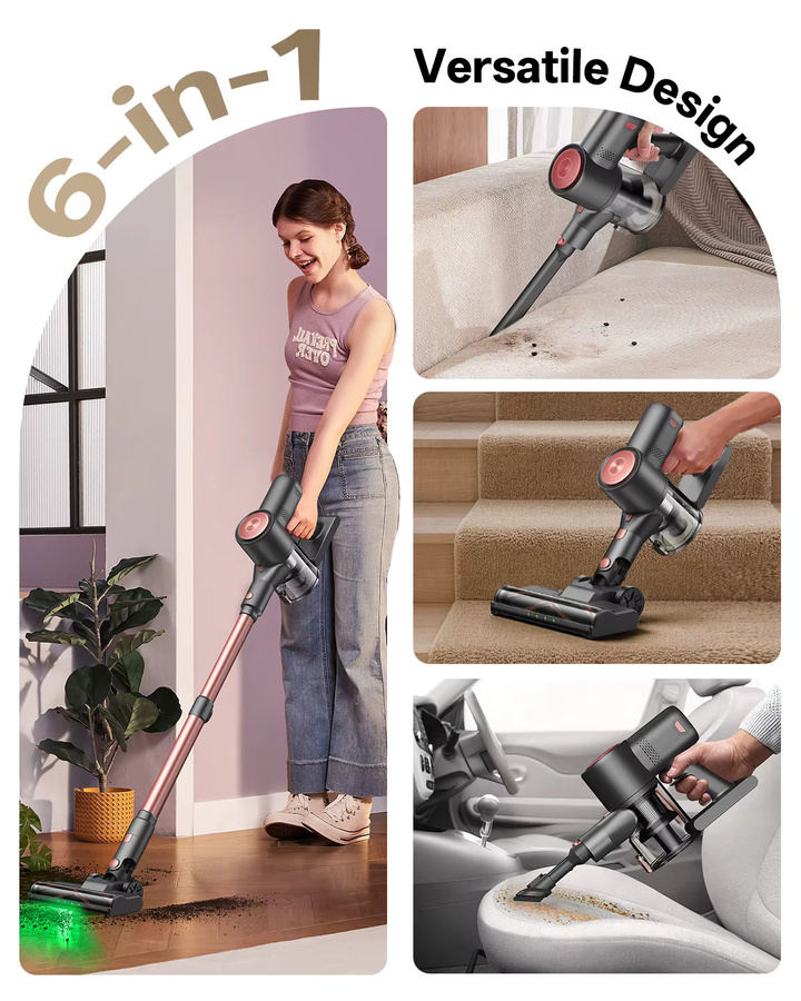 Vactidy V10 Pro Kabelloser Staubsauger mit 45KPa Starker Saugkraft, 45 Minuten Laufzeit, LED-Display und HEPA-Filtern - Bild 2