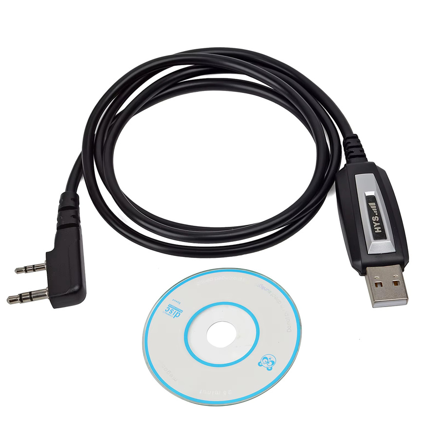 Baofeng USB-Programmierkabel für Walkie Talkies mit 2-poligem K-Typ und CD in Schwarz - Bild 3