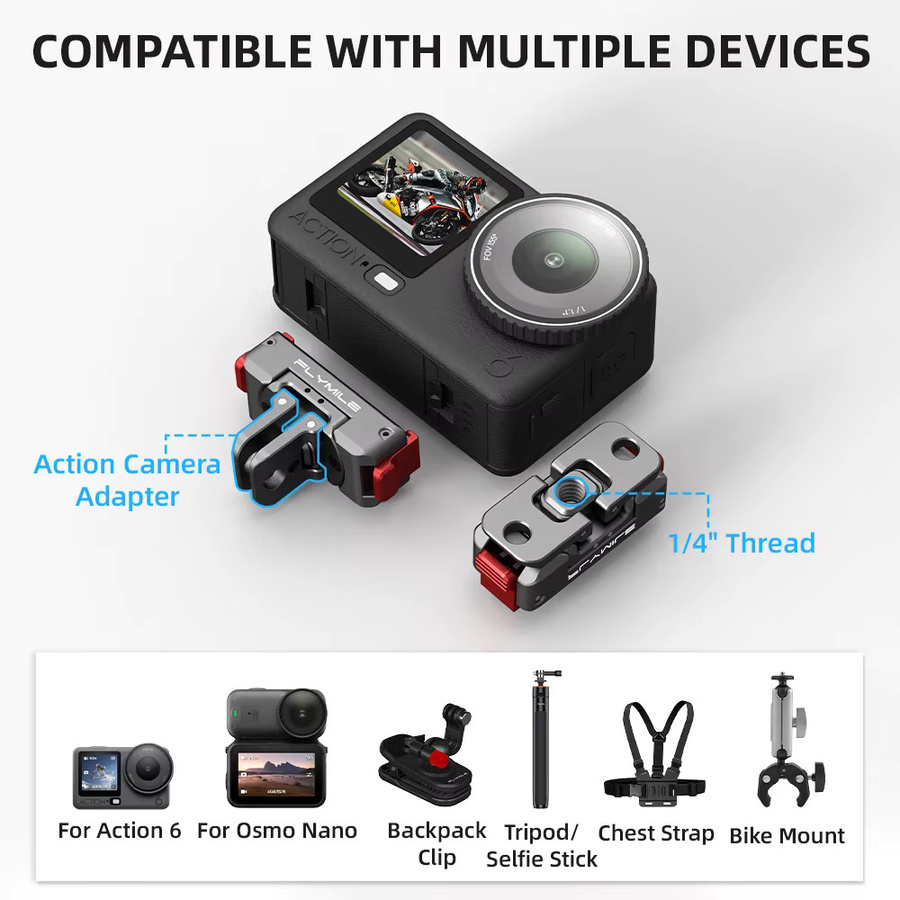 Magnetischer Schnellwechseladapter von DJI für OSMO360 II, Action 6 und Nano mit drehbarer Doppelklauenbasis und Metallhalterung inklusive 1/4 Zoll Gewinde - Bild 4