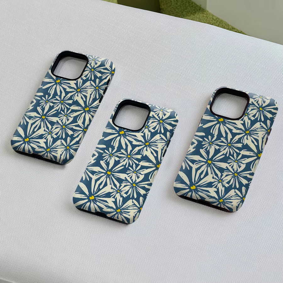 Aurea Case Matte Bumper MagSafe Hülle mit blauem Gänseblümchen-Print für iPhone 17 16 15 14 13 Pro Max stoßfest - Bild 4