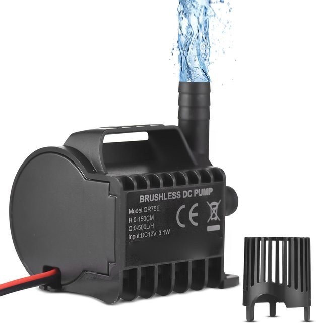 Tauchfähige 12V elektrische Wasserpumpe in Schwarz mit 500L/H Förderleistung und 1,5m Förderhöhe - Bild 1