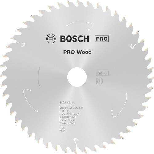 Bosch Kreissägeblatt für Holz, Carbide Tipped, Farbe: Silber, Durchmesser: 160 mm, Bohrung: 20 mm, 48 Zähne - Bild 1