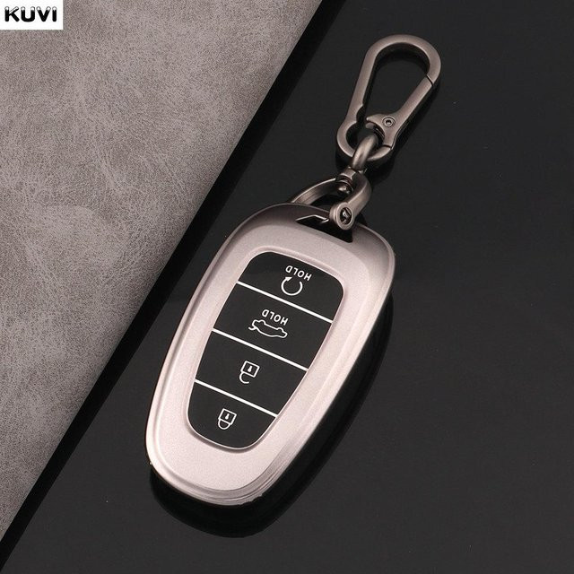 Kuvi TPU Auto Schlüssel Hülle für Hyundai Tucson Solaris Sonata Hybrid NEXO NX4 Santa Fe Dn8, 4 Tasten, Farbe: Silber - Bild 1