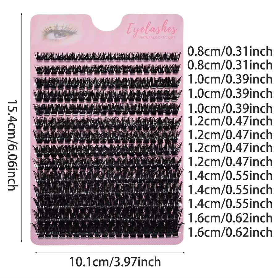 JIEFUXIN Einzelne Wimpernverlängerungen D-Curl, 280 Stück, 8-16mm - Bild 4