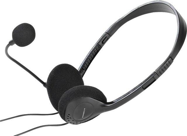 Vivanco Stereo Headset in Schwarz mit Lautstärkeregler und 3,5 mm Klinkenanschluss - Bild 1