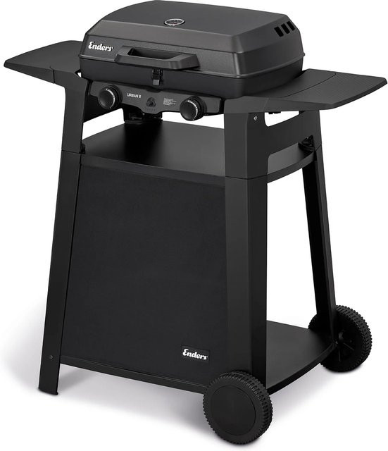 Enders Mobiler Gasgrill Urban II in Black mit Trolley, Thermometer und emailliertem Gussrost - Bild 1