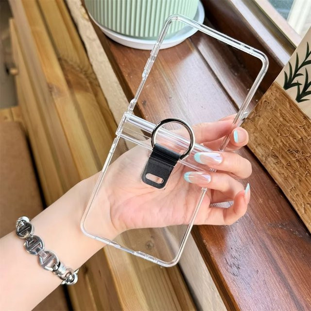 Transparente stoßfeste Handyhülle mit Ring und Scharnierschutz für Samsung Galaxy Z Flip 8 7 FE 6 5 4 3 - Bild 1