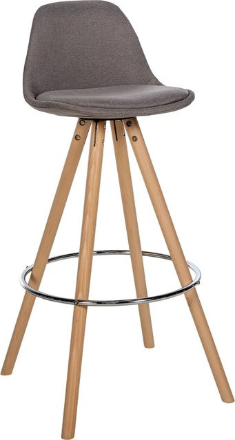 CLP Barhocker Corbin mit rundem Stoff-Bezug und Holz-Gestell in modernem Design - Bild 1