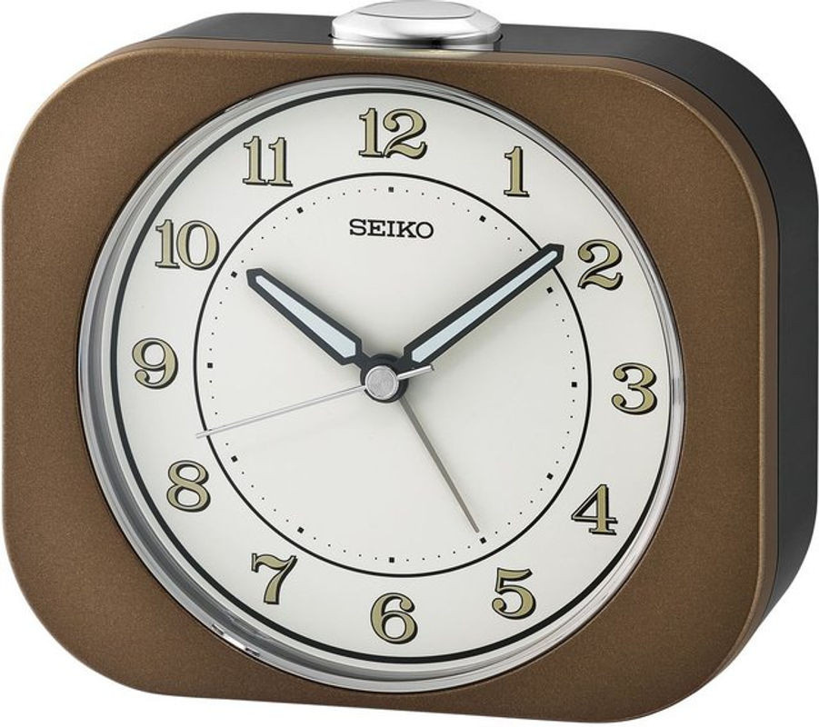 SEIKO Analog-Nachttischwecker in Braun mit Beleuchtung und Schlummerfunktion - Bild 1