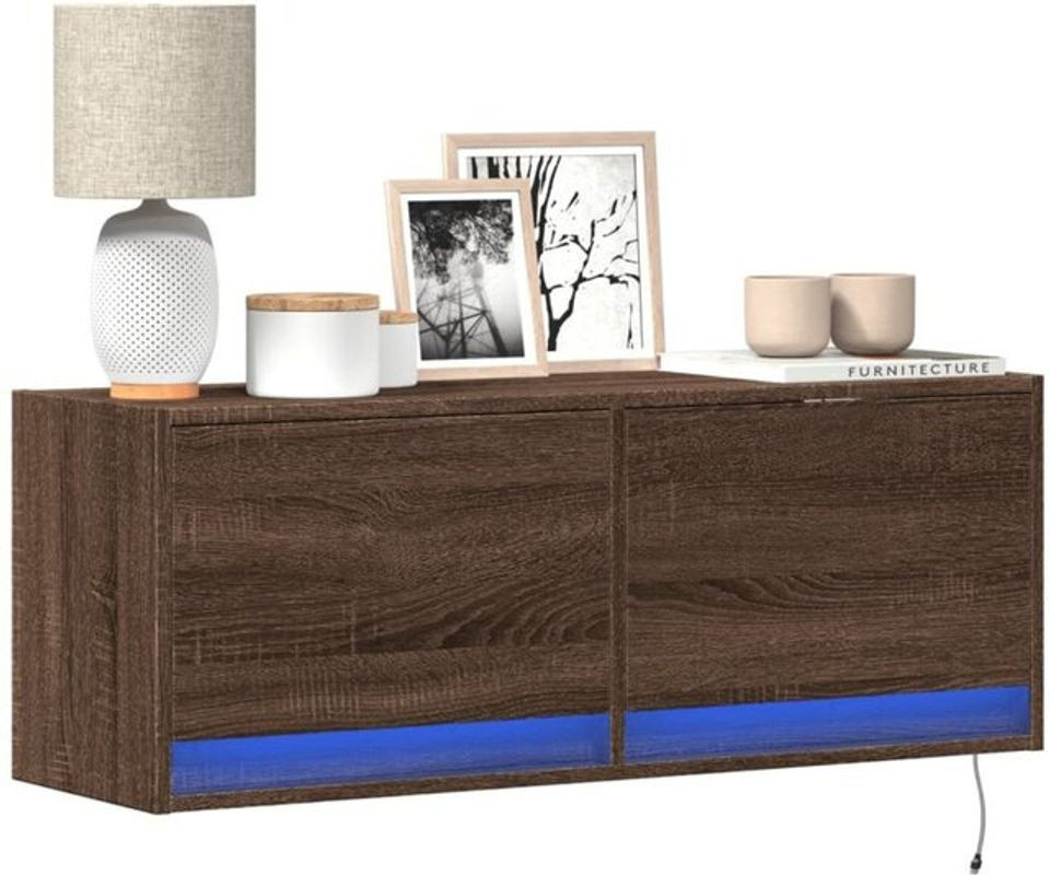 Vidaxl TV-Wandschrank mit LED-Beleuchtung in Eiche Natur, Modernes Design, B/H/T: 100 x 35 x 35 cm - Bild 1