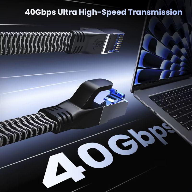 ASOMETECH CAT 8 Ethernet-Kabel in Schwarz für High Speed Gaming mit 40 Gbit/s und 2000 MHz SSTP Anschluss für PC, Modem, Router und PS5/PS4 - Bild 3