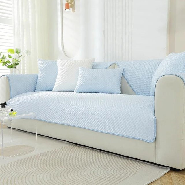 Yupartex Sommer Universal Sofabezug aus Eis-Seide, rutschfeste kühlende Sofamatte in Blau, B/B: 70 x 70 cm - Bild 1