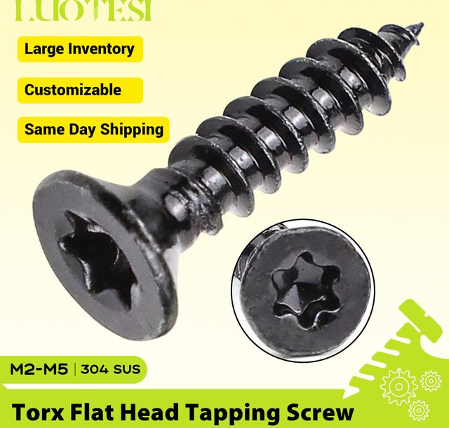 LUOTESI Sechskant-Senkkopfschraube mit Torx-Antrieb, selbstschneidend, aus schwarzem Edelstahl, M2 bis M5 - Bild 1