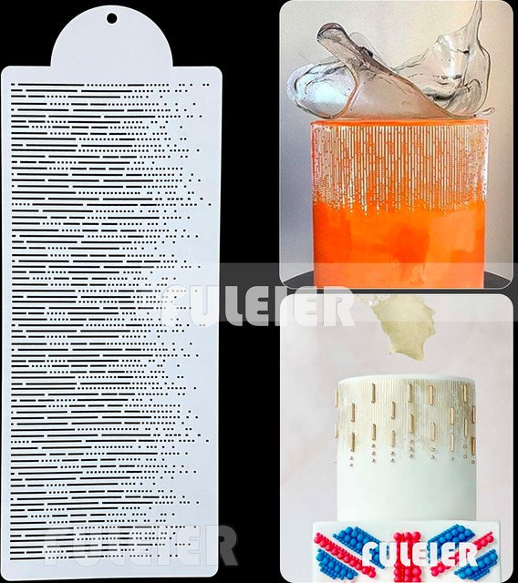 Fuleier Kuchen Schablone mit Schimmer Rand für Fondant und Gebäck, Weiß, Kunststoff, Rechteckig - Bild 1
