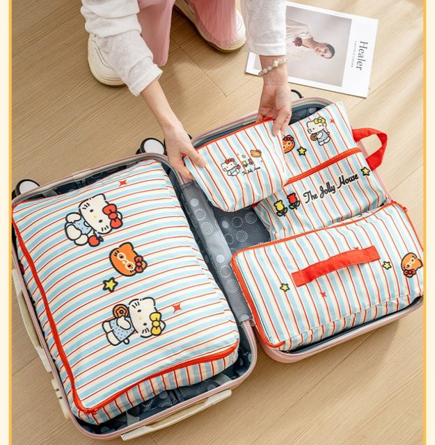TAKARA TOMY Hello Kitty Reise-Aufbewahrungstaschen, wasserdichte Organizer-Taschen für Kleidung und Schuhe, Mehrfarbig - Bild 1
