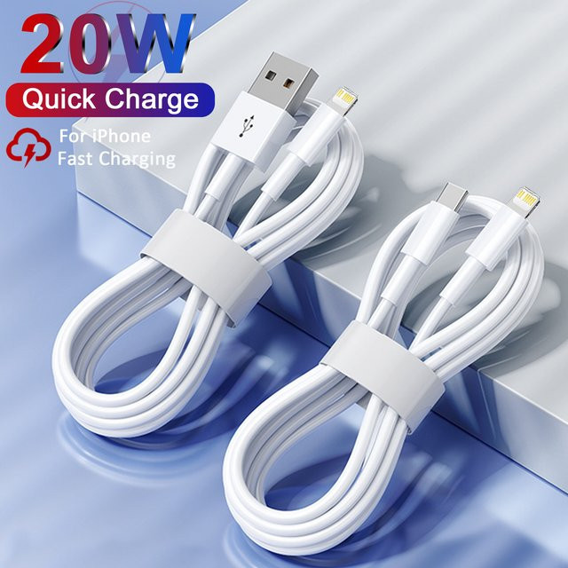 USB-C Schnellladekabel 20W für Apple iPhone in Weiß, Länge: 1 m oder 2 m - Bild 1
