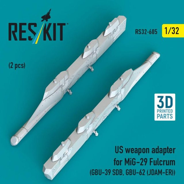 ResKit Models US weapon adapter for MiG-29 Fulcrum, 2-teiliges Set, 3D Printed - Bild 1