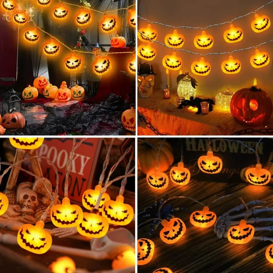 Peach Forest LED Halloween Kürbis Lichterkette mit 10 LEDs batteriebetrieben für Haus und Garten - Bild 6