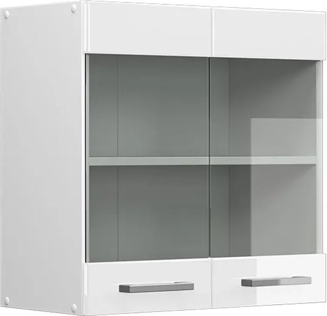 Vicco R-Line Küchen-Glashängeschrank Weiß Hochglanz mit Glastüren, Breite: 60 cm - Bild 1