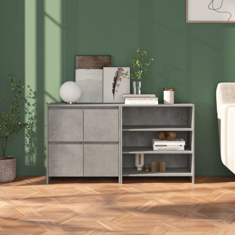 Modernes 2-tlg. Sideboard aus Holzwerkstoff in Betongrau von Vidaxl - Bild 1