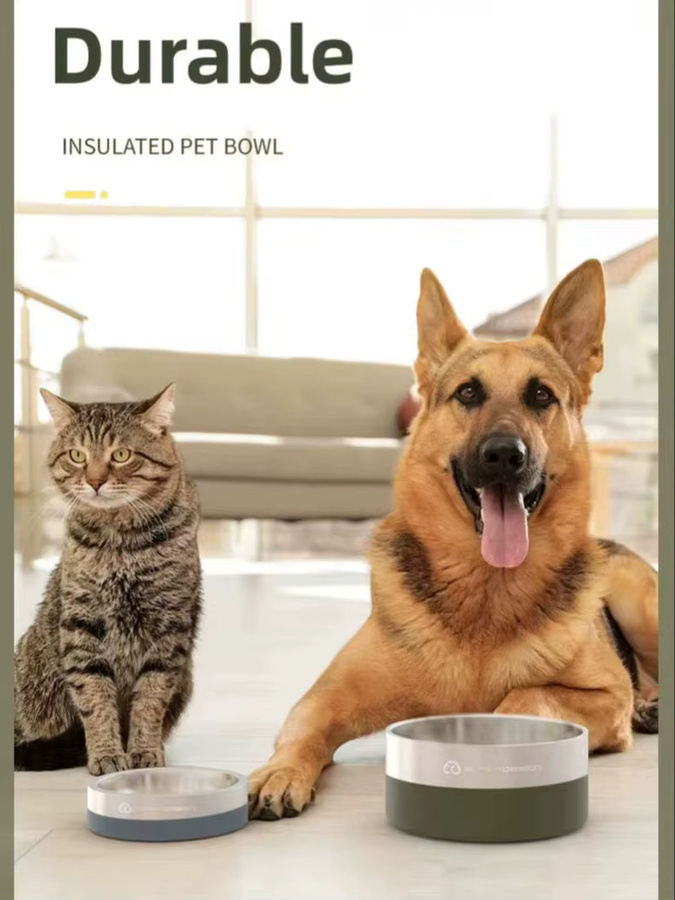 SUPERDESIGN Edelstahl-Tiernapf als Anti-Knock Slow-Food-Napf für Hunde und Katzen in Silber und Grün - Bild 4