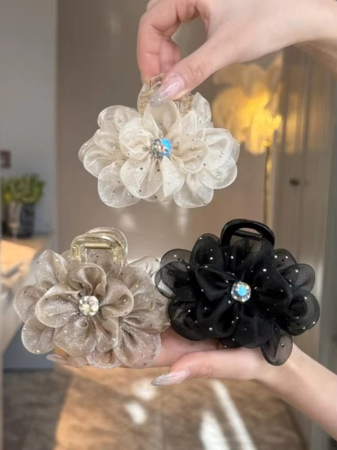 ZYFHTT Haarspange Netz-Blumen-Strass, Damen - Bild 3