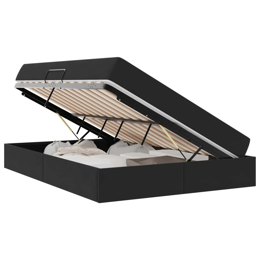 vidaXL Aufbewahrungsbett mit Matratze in Schwarz aus Samt und Metall, B/T: 140 x 190 cm - Bild 2