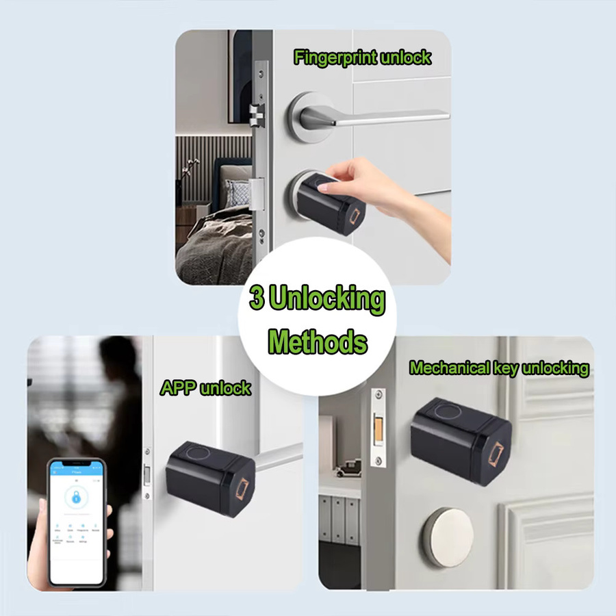 APSC Tuya Smart Fingerabdruck-Schließzylinder mit BLE-App zur schlüssellosen Zugangskontrolle in Schwarz oder Silber - Bild 3