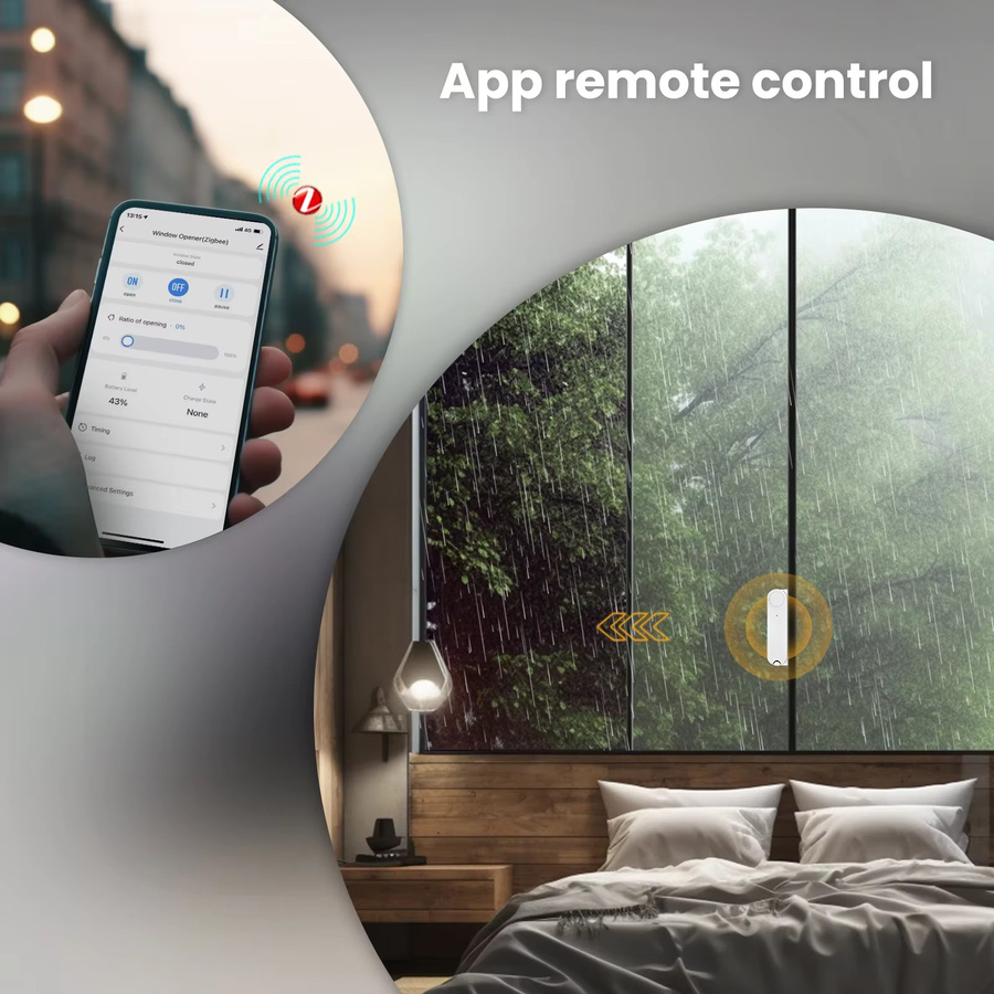 Moes Tuya Zigbee Smart Schiebefenster Automatischer Öffner und Schließer mit Solar-Ladefunktion, Farbe: Weiß, Kompatibel mit Alexa und Google Home - Bild 2