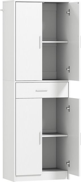 HOMCOM Küchenschrank Hochschrank in Weiß mit 4 Türen, Schublade und verstellbaren Einlegeböden im skandinavischen Design - Bild 1