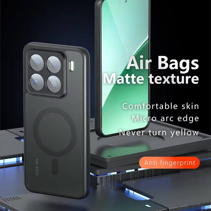 Transparente MagSafe Schutzhülle für Xiaomi 17 Pro Max und 15T Pro aus mattem Acryl und Hard PC in Schwarz - Bild 5