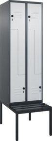 C+P Z-Spind Classic PLUS Sitzbank mit 4 Fächern und Sicherheits-Drehriegel, Kunststoff-Sitzfläche, B/T/H: 212 x 60 x 81,5 cm, Anthrazit/Grau/Schwarz - Bild 1