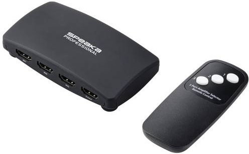 SpeaKa Professional SP-HDS-200 3 Port HDMI-Switch mit Fernbedienung in Schwarz, UHD 8K @ 60 Hz und UHD 4K @ 120 Hz - Bild 1