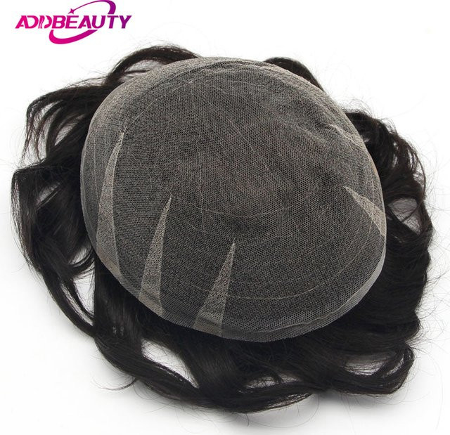 Addbeauty Herren-Kapillarprothese, Echthaar, Schweizer Spitze - Bild 1