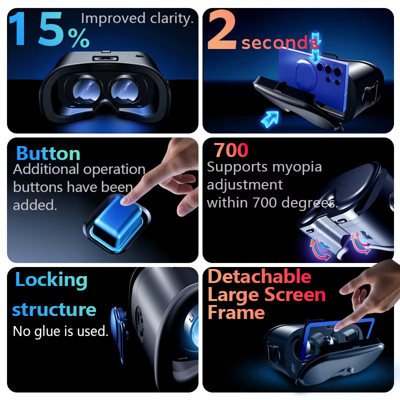 AyeBeau VR Headset Virtual Reality 3D Brille für Smartphones in Schwarz - Bild 5