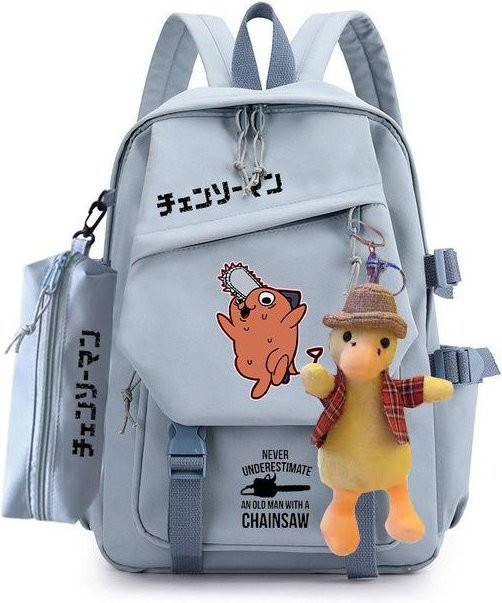 3-teiliges Schulrucksack-Set in Blau aus Oxford-Stoff mit großem Fassungsvermögen inklusive Schultergurt und Federmäppchen - Bild 1